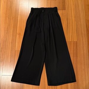 Elegant Black Pleated Culottes